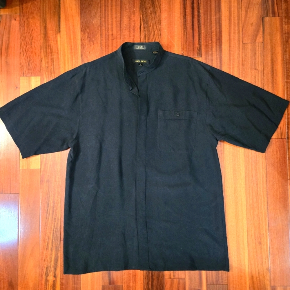 Black Men's L Joey Richi Silk Shirt Casual Business Quiet Luxury Mob Grunge Goth